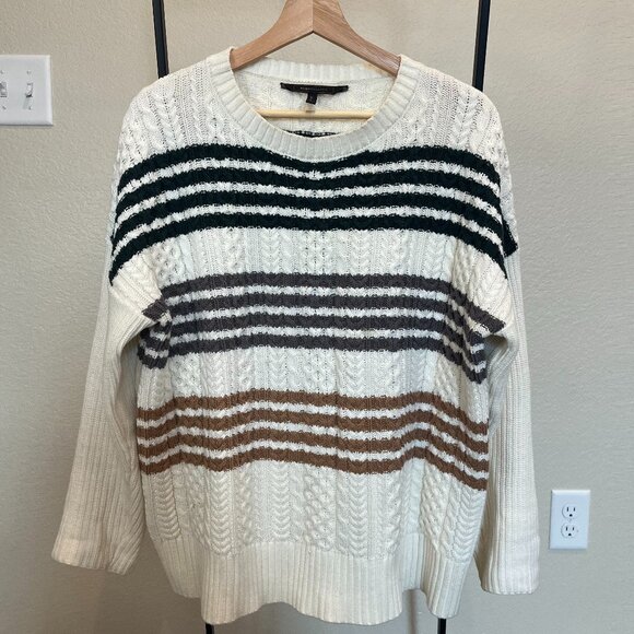 BCBG MaxAzria Sweater White with Stripes Size L - Picture 5 of 11
